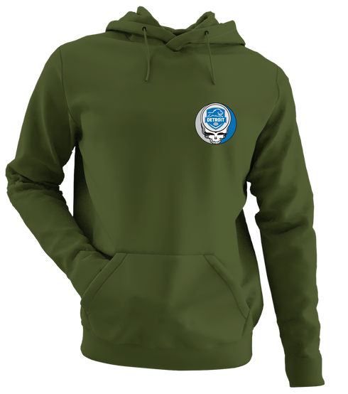 Detroit Football - Premium Grateful Dead Left Chest Hoodie - Military Green - 7