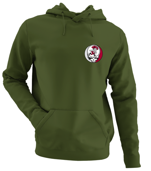 UMASS Amherst - Premium Grateful Dead Left Chest Hoodie - Military Green - 7