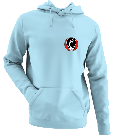 University of Cincinnati - Premium Grateful Dead Left Chest Hoodie - Light Blue