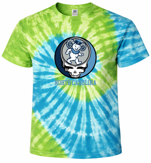 UNC Dancing Ram Stealie Stealie Tie-Dye T-Shirt