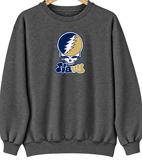 United States Naval Academy Stealie Premium Unisex Crewneck — Design: United States Naval Academy — Dark Heather