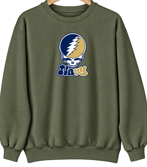 United States Naval Academy Stealie Premium Unisex Crewneck — Design: United States Naval Academy — Military Green