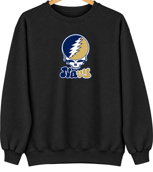 United States Naval Academy Stealie Premium Unisex Crewneck — Design: United States Naval Academy — Black