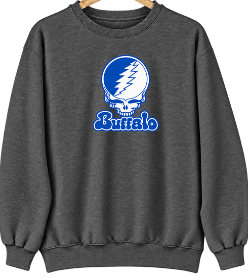 Buffalo Stealie Premium Unisex Crewneck — Design: University at Buffalo — Dark Heather