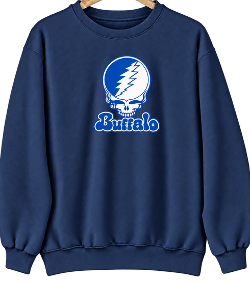 Buffalo Stealie Premium Unisex Crewneck — Design: University at Buffalo — Navy