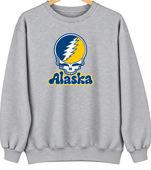 Alaska Stealie Premium Unisex Crewneck — Design: University of Alaska (campus unspecified) — Sport Grey