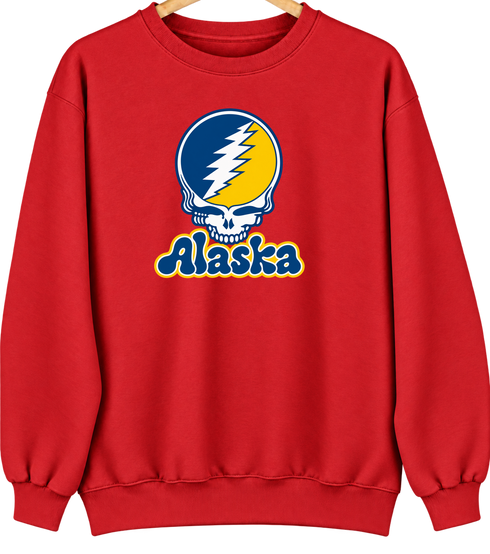 Alaska Stealie Premium Unisex Crewneck — Design: University of Alaska (campus unspecified) — Red