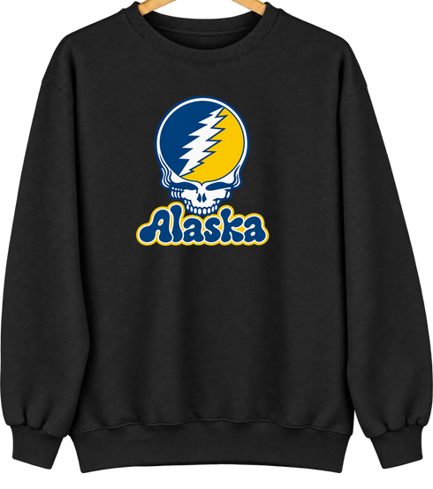 Alaska Stealie Premium Unisex Crewneck — Design: University of Alaska (campus unspecified) — Black
