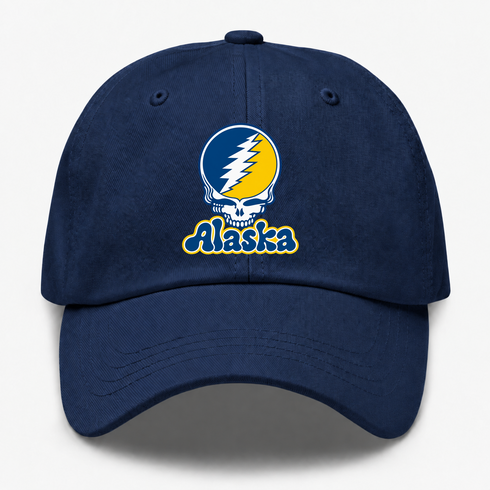 Alaska Stealie Premium Unisex Dad Hat — Design: University of Alaska (campus unspecified) — Navy