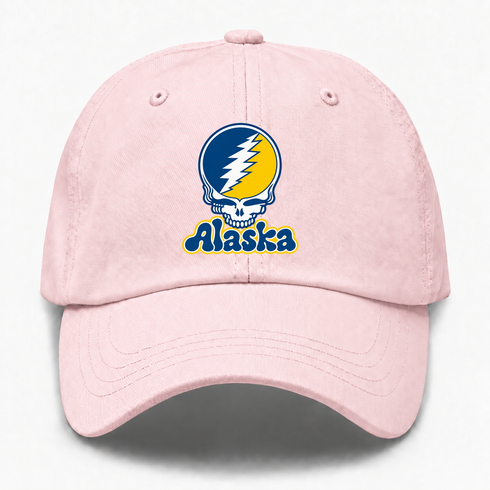 Alaska Stealie Premium Unisex Dad Hat — Design: University of Alaska (campus unspecified) — Pink