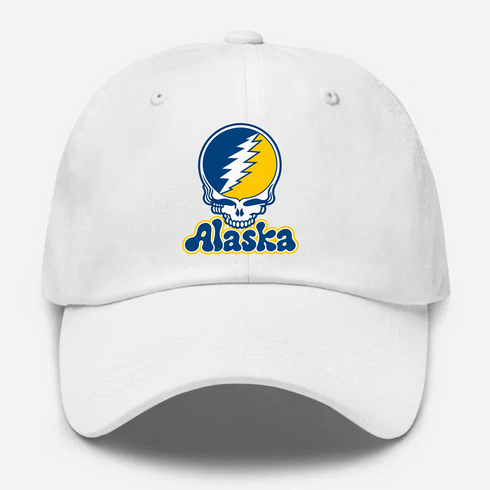 Alaska Stealie Premium Unisex Dad Hat — Design: University of Alaska (campus unspecified) — White