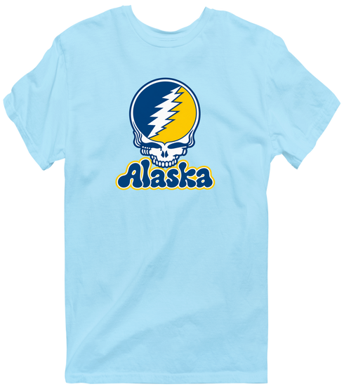 Alaska Stealie Premium Unisex T-Shirt — Design: University of Alaska (campus unspecified) — Light Blue