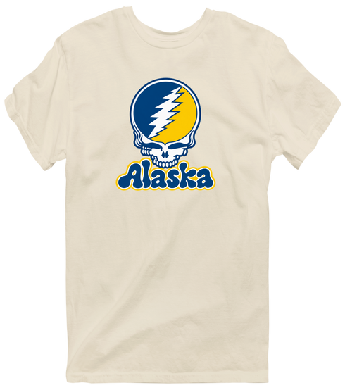 Alaska Stealie Premium Unisex T-Shirt — Design: University of Alaska (campus unspecified) — Sand