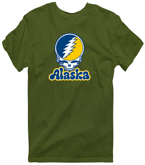 Alaska Stealie Premium Unisex T-Shirt — Design: University of Alaska (campus unspecified) — Military Green