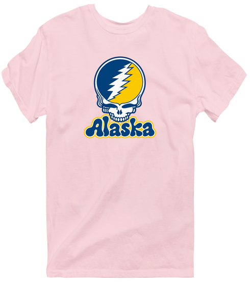 Alaska Stealie Premium Unisex T-Shirt — Design: University of Alaska (campus unspecified) — Light Pink