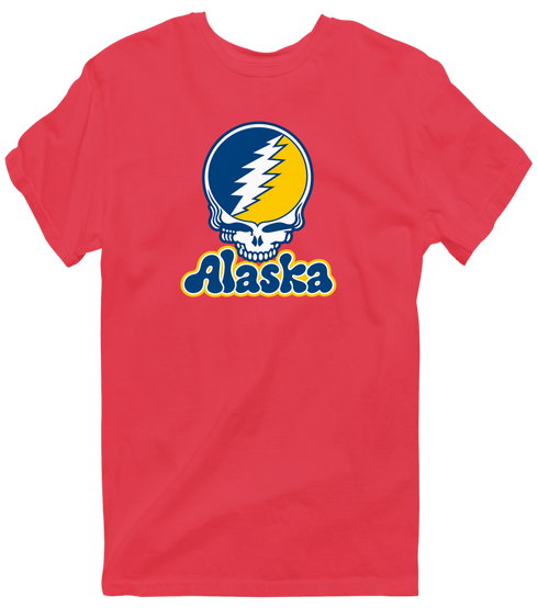 Alaska Stealie Premium Unisex T-Shirt — Design: University of Alaska (campus unspecified) — Heather Red