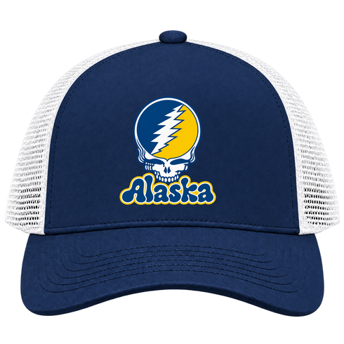 Alaska Stealie Premium Unisex Trucker Cap — Design: University of Alaska (campus unspecified) — Navy/White