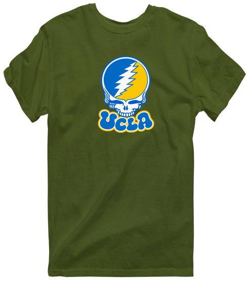 California Stealie Premium Unisex T-Shirt — Design: University of California Los Angeles (UCLA) — Military Green