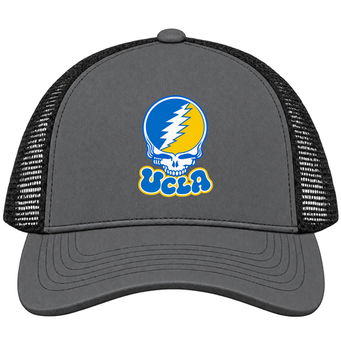 California Stealie Premium Unisex Trucker Cap — Design: University of California Los Angeles (UCLA) — Charcoal/Black
