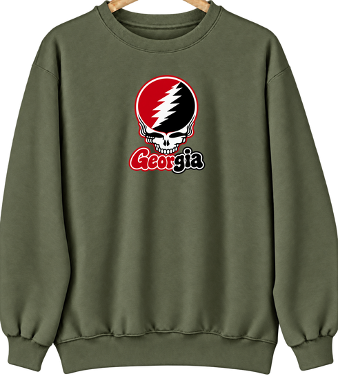 Georgia Stealie Premium Unisex Crewneck — Design: University of Georgia — Military Green