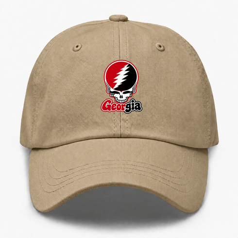 Georgia Stealie Premium Unisex Dad Hat — Design: University of Georgia — Khaki
