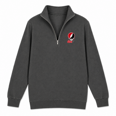 Georgia Stealie Premium Unisex Quarter-Zip — Design: University of Georgia — Charcoal