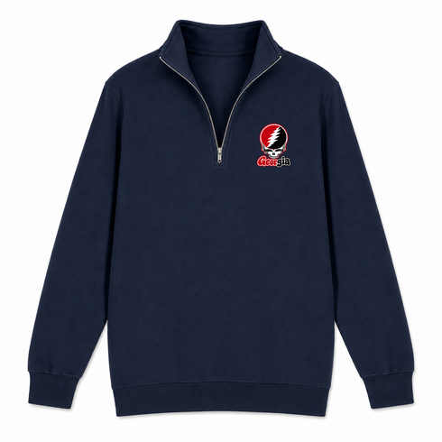 Georgia Stealie Premium Unisex Quarter-Zip — Design: University of Georgia — Navy