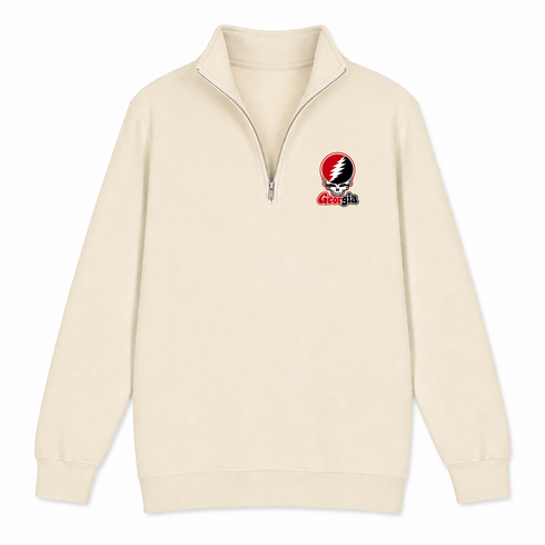 Georgia Stealie Premium Unisex Quarter-Zip — Design: University of Georgia — Sand
