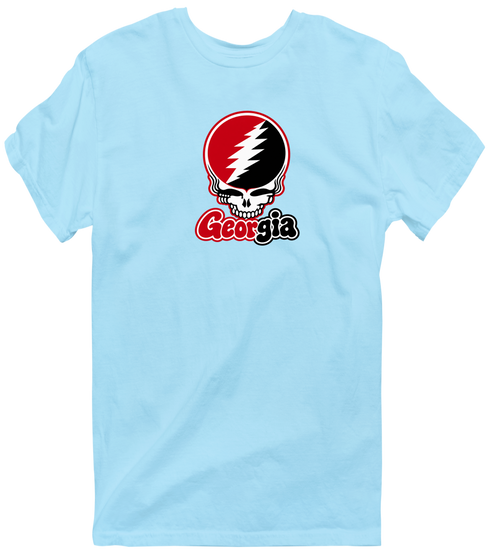 Georgia Stealie Premium Unisex T-Shirt — Design: University of Georgia — Light Blue
