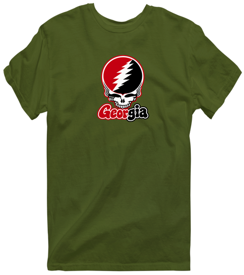 Georgia Stealie Premium Unisex T-Shirt — Design: University of Georgia — Military Green