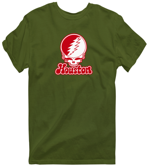 Houston Stealie Premium Unisex T-Shirt — Design: University of Houston — Military Green