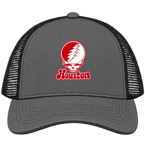 Houston Stealie Premium Unisex Trucker Cap — Design: University of Houston — Charcoal/Black