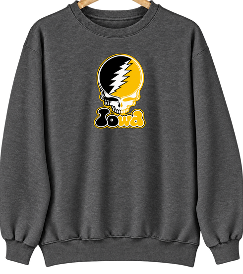 Iowa Stealie Premium Unisex Crewneck — Design: University of Iowa — Dark Heather
