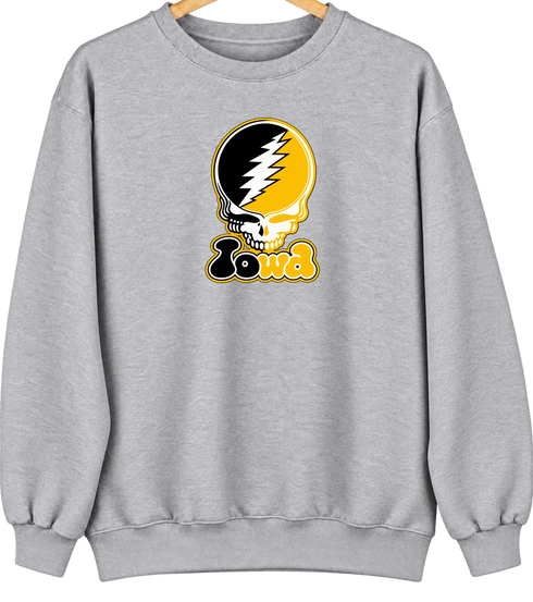 Iowa Stealie Premium Unisex Crewneck — Design: University of Iowa — Sport Grey