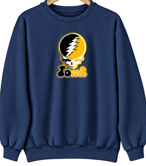 Iowa Stealie Premium Unisex Crewneck — Design: University of Iowa — Navy