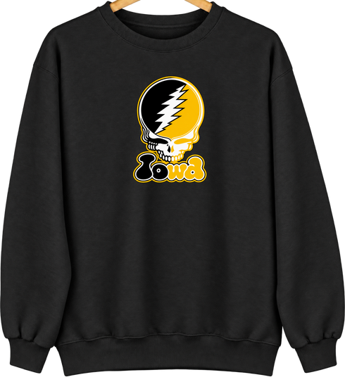 Iowa Stealie Premium Unisex Crewneck — Design: University of Iowa — Black