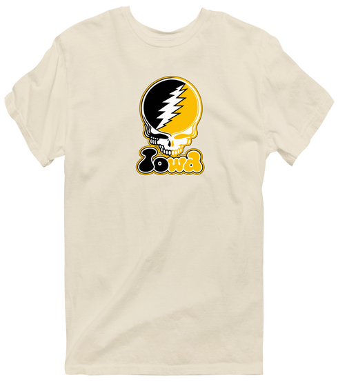 Iowa Stealie Premium Unisex T-Shirt — Design: University of Iowa — Sand