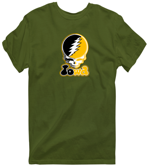 Iowa Stealie Premium Unisex T-Shirt — Design: University of Iowa — Military Green