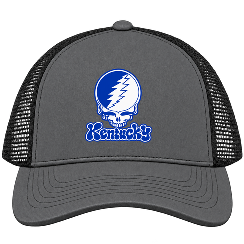 Kentucky Stealie Premium Unisex Trucker Cap — Design: University of Kentucky — Charcoal/Black