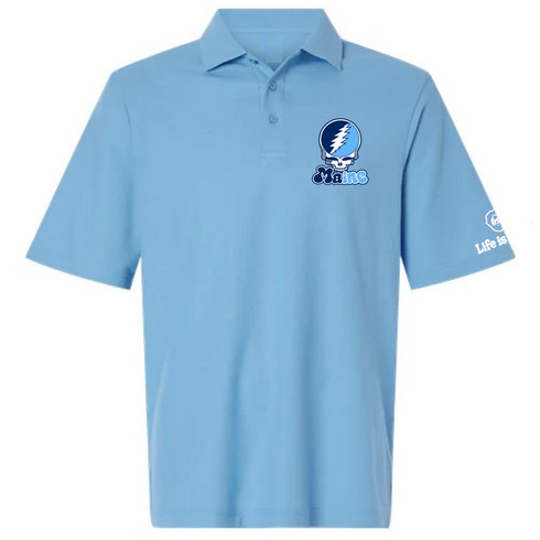Maine Stealie Premium Unisex Polo — Design: University of Maine — Blue