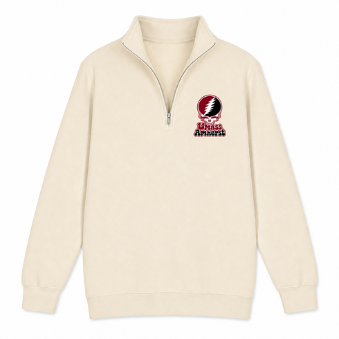 Amherst Stealie Premium Unisex Quarter-Zip — Design: University of Massachusetts Amherst — Sand