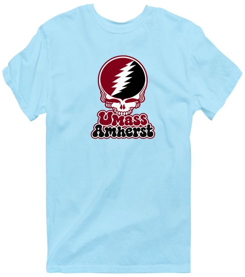 Amherst Stealie Premium Unisex T-Shirt — Design: University of Massachusetts Amherst — Light Blue