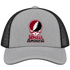 Amherst Stealie Premium Unisex Trucker Cap — Design: University of Massachusetts Amherst — Heather Grey/Black