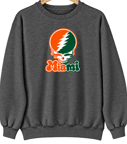 Miami Stealie Premium Unisex Crewneck — Design: University of Miami (Florida) — Dark Heather