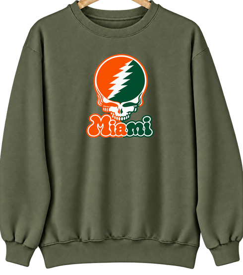 Miami Stealie Premium Unisex Crewneck — Design: University of Miami (Florida) — Military Green
