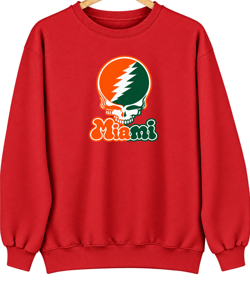 Miami Stealie Premium Unisex Crewneck — Design: University of Miami (Florida) — Red