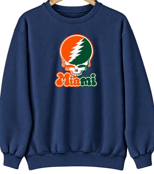 Miami Stealie Premium Unisex Crewneck — Design: University of Miami (Florida) — Navy
