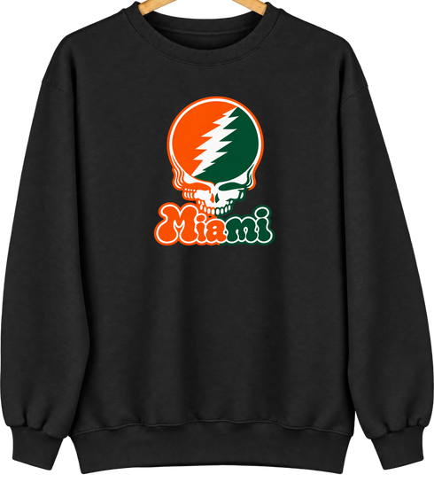 Miami Stealie Premium Unisex Crewneck — Design: University of Miami (Florida) — Black