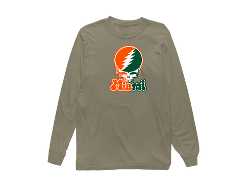 Miami Stealie Premium Unisex Long-Sleeve — Design: University of Miami (Florida) — Sandstone