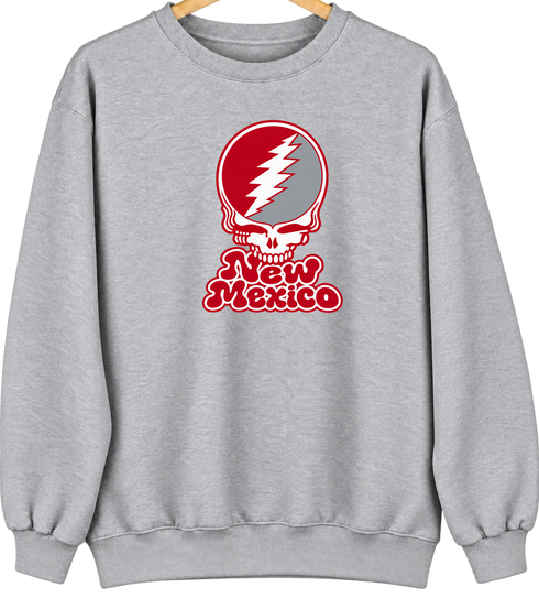 New Mexico Stealie Premium Unisex Crewneck — Design: University of New Mexico — Sport Grey